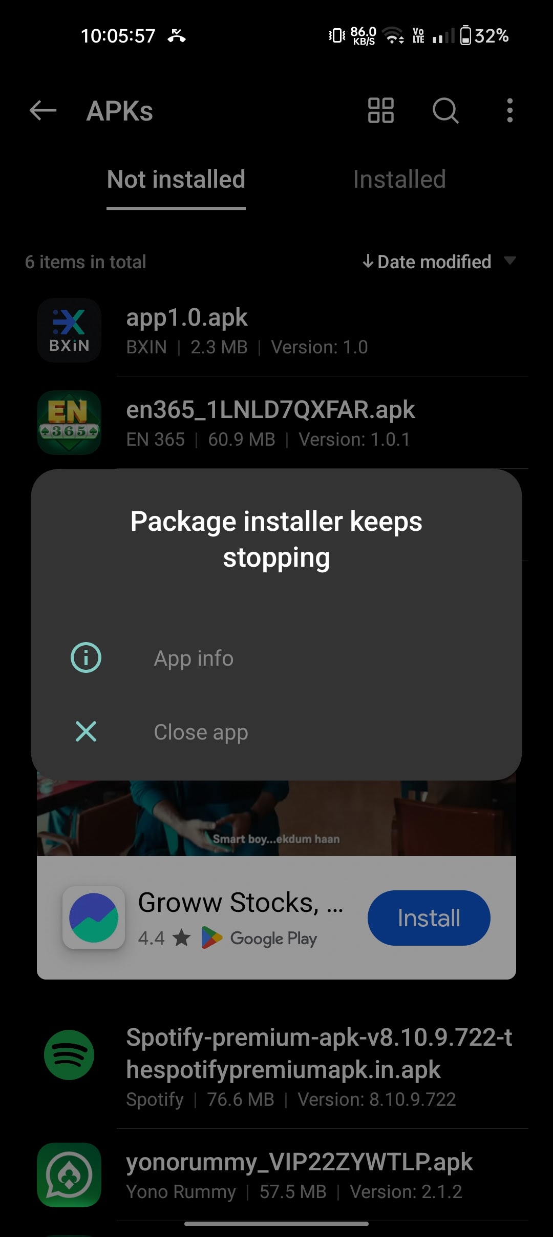 My package installer keeps stopping - Android Community