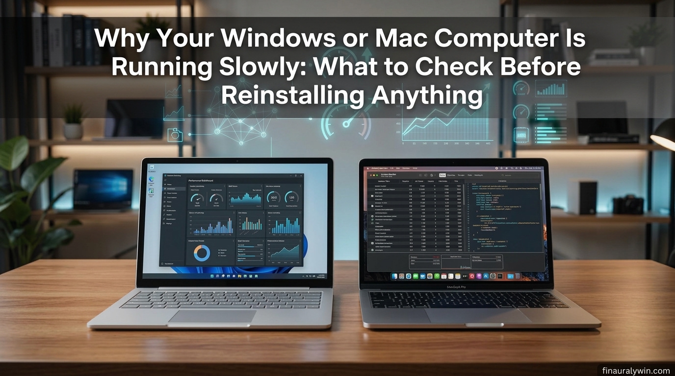 hy Your Windows or Mac Computer Is Running Slowly: What to Check Before Reinstalling Anything - Finauraly Win featured cover